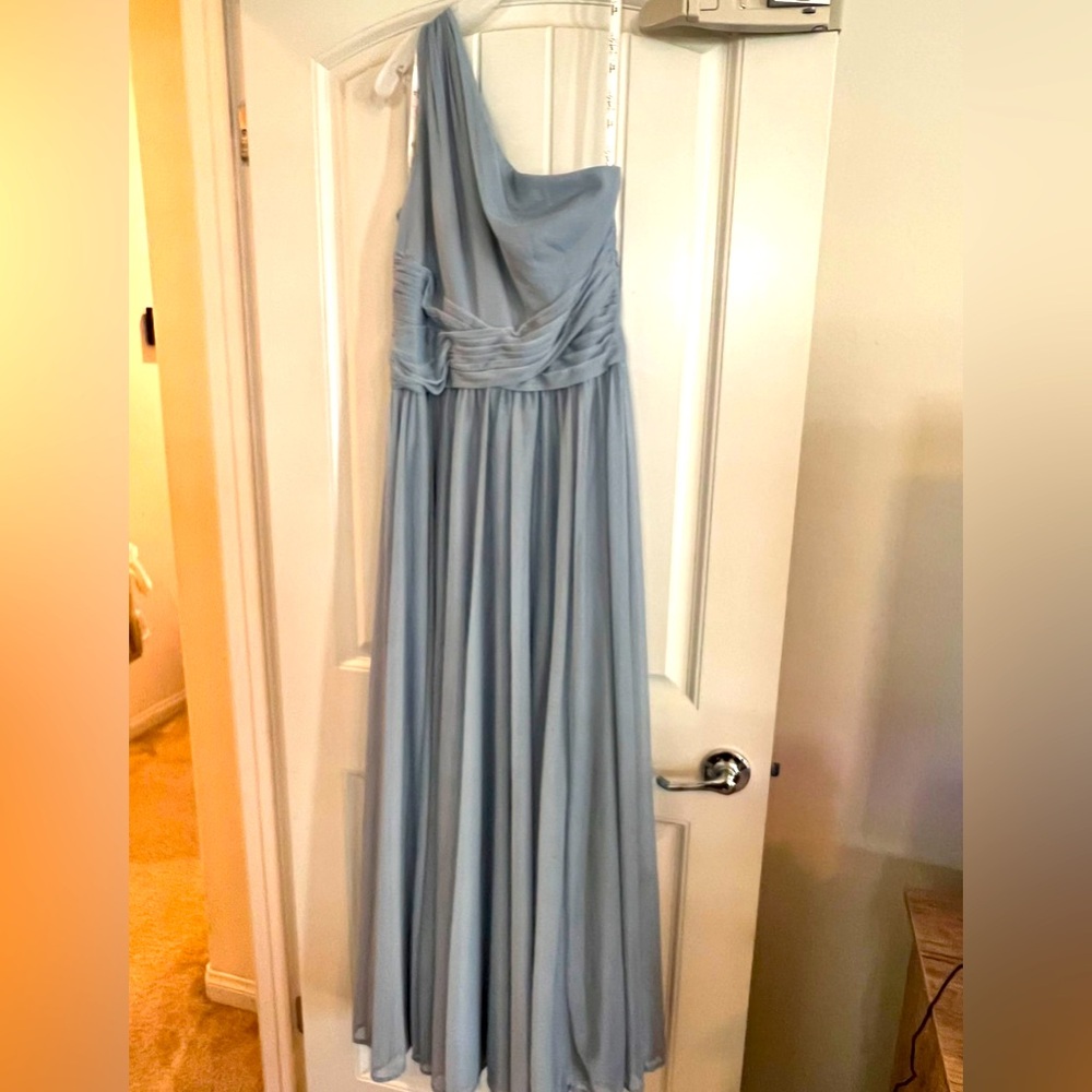 David’s Bridal bridesmaid dress in dusty blue size 12